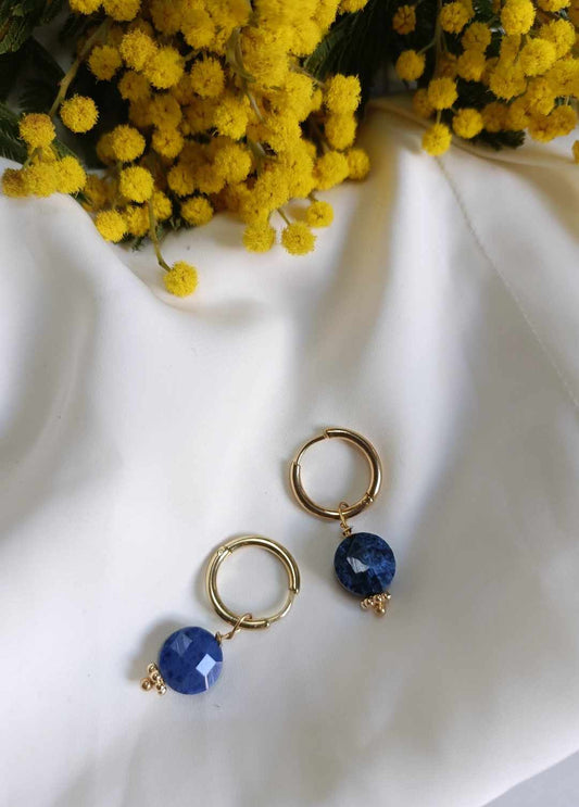 Boucles d'oreilles en acier inoxydable  - Sidonie lapis lazuli