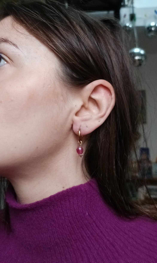 Boucles d'oreilles en acier inoxydable  - Sidonie fushia