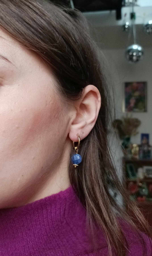 Boucles d'oreilles en acier inoxydable  - Sidonie lapis lazuli