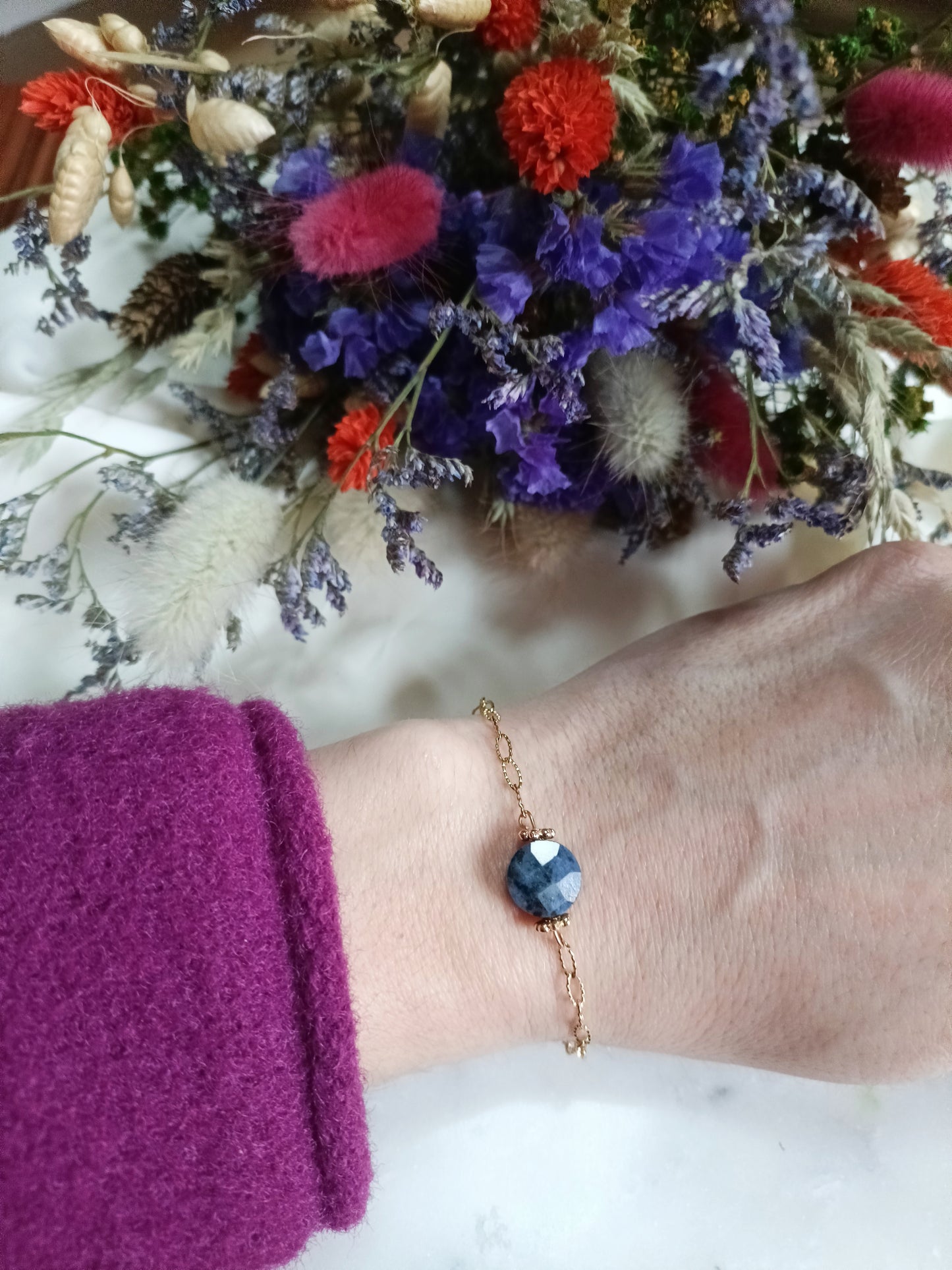 Bracelet en acier inoxydable - Dorie lapis lazuli